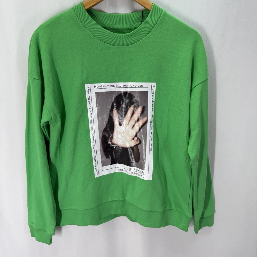 Zee Gee Why Sweatshirt Womens XS Green Photo Graphic Crew Neck Zumiez Streetwear